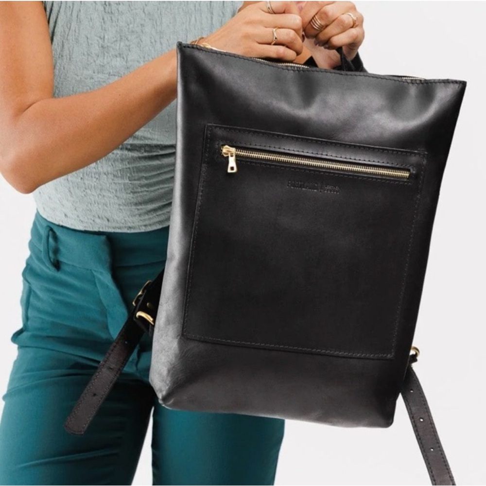 Portland Leather Black Laptop Backpack